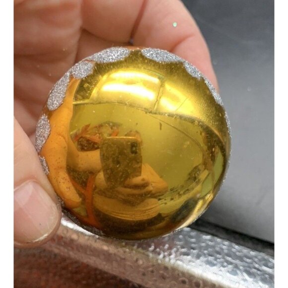 Vintage 2.5" DBGM West Germany Holly Berry Mercury Glass Christmas Gold Silver - Picture 7 of 8